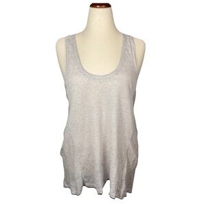 Eileen Fisher Pearl Linen Jersey Mini Striped U-Neck Racerback Tunic Size Small